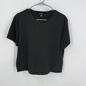 Athleta Black Boxy Crop Short Sleeve striped Tee M